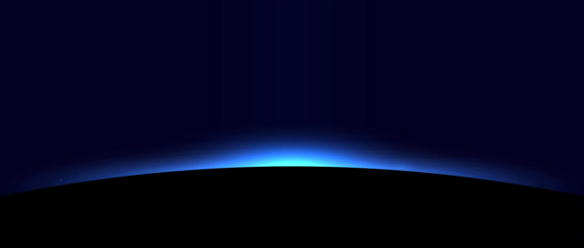 A thin arc of light along the rim of a dark sphere, like a horizon at first light.